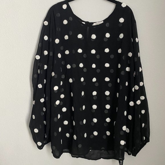 Pleione Tops - Pleione Polka Dot Sheer Top